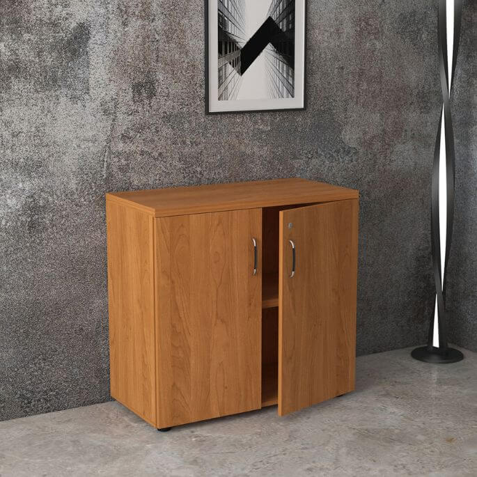 Armoire basse moderne de bureau coloris noyer Oscar